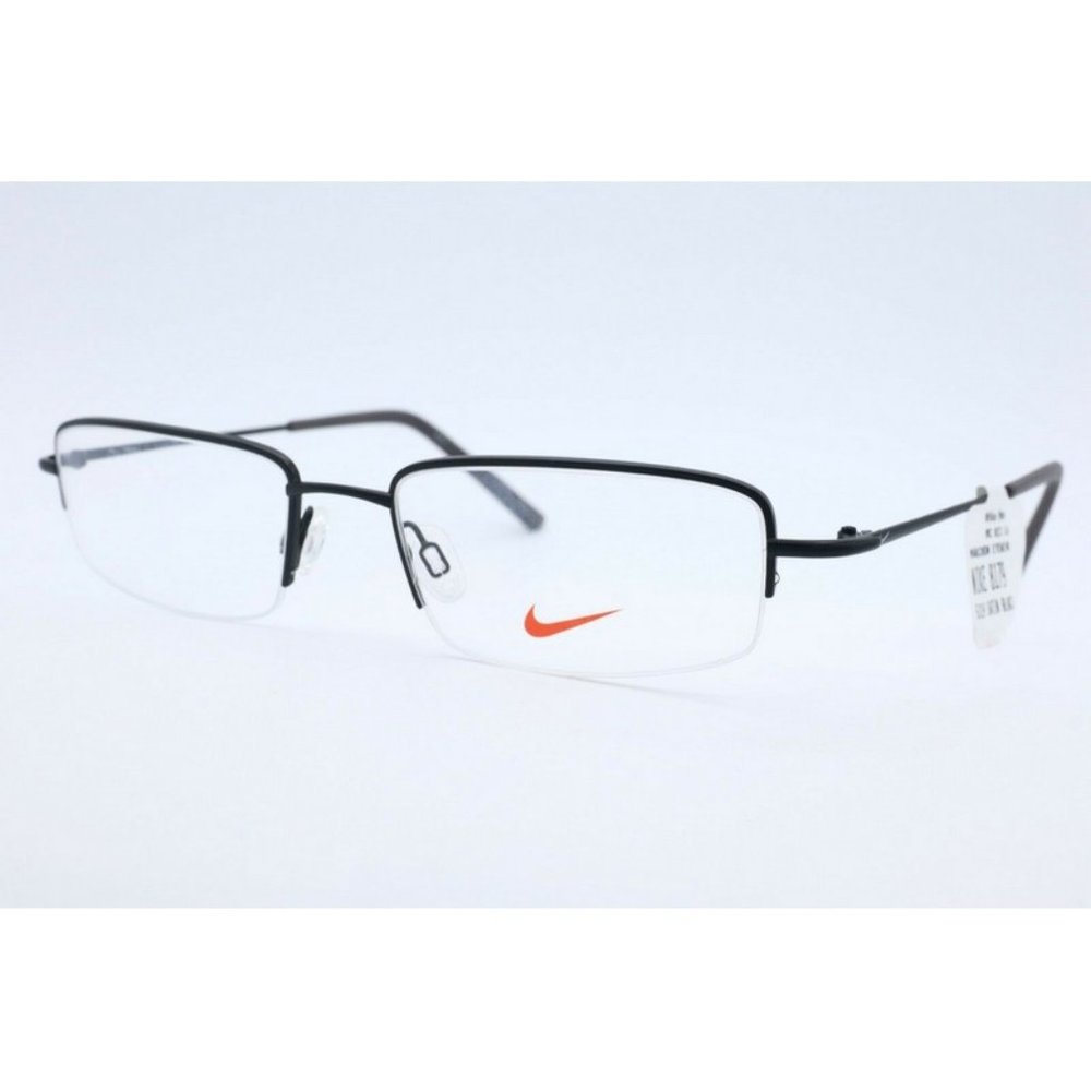 New Nike 8179 001 (5319) Rectangle Satin Black Eyeglasses Demo Lenses 53mm